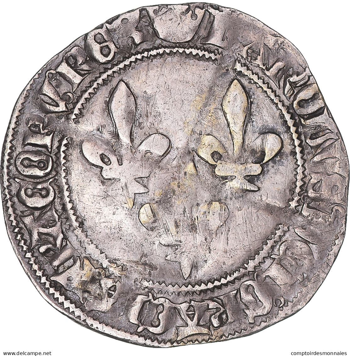 Monnaie, France, Charles VII, Double Gros, 1422-1461, Tournai, Rare, TTB+ - 1422-1461 Charles VII Le Victorieux