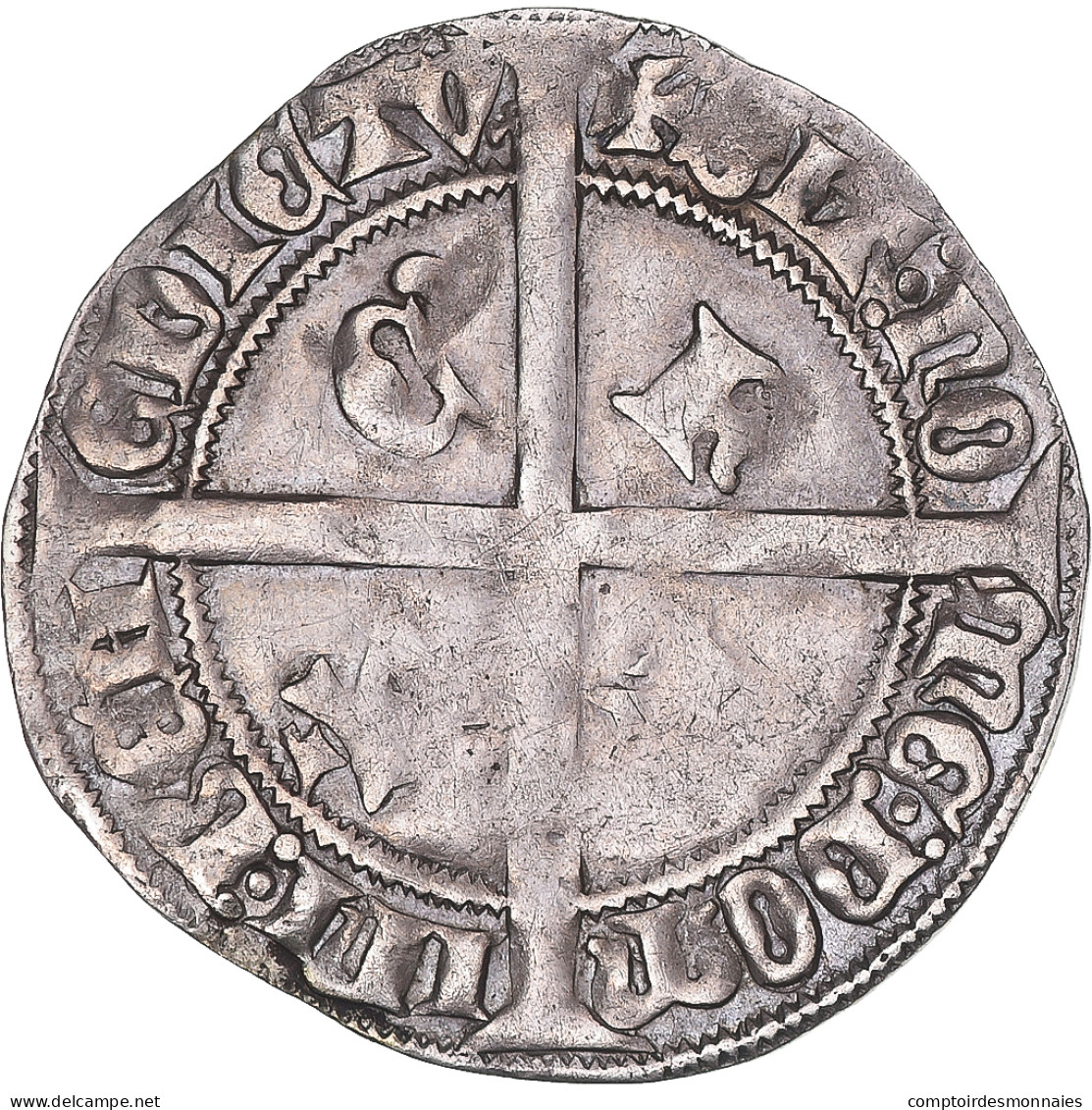 Monnaie, France, Charles VII, Double Gros, 1422-1461, Tournai, Rare, TTB+ - 1422-1461 Carlos VII El Victorioso