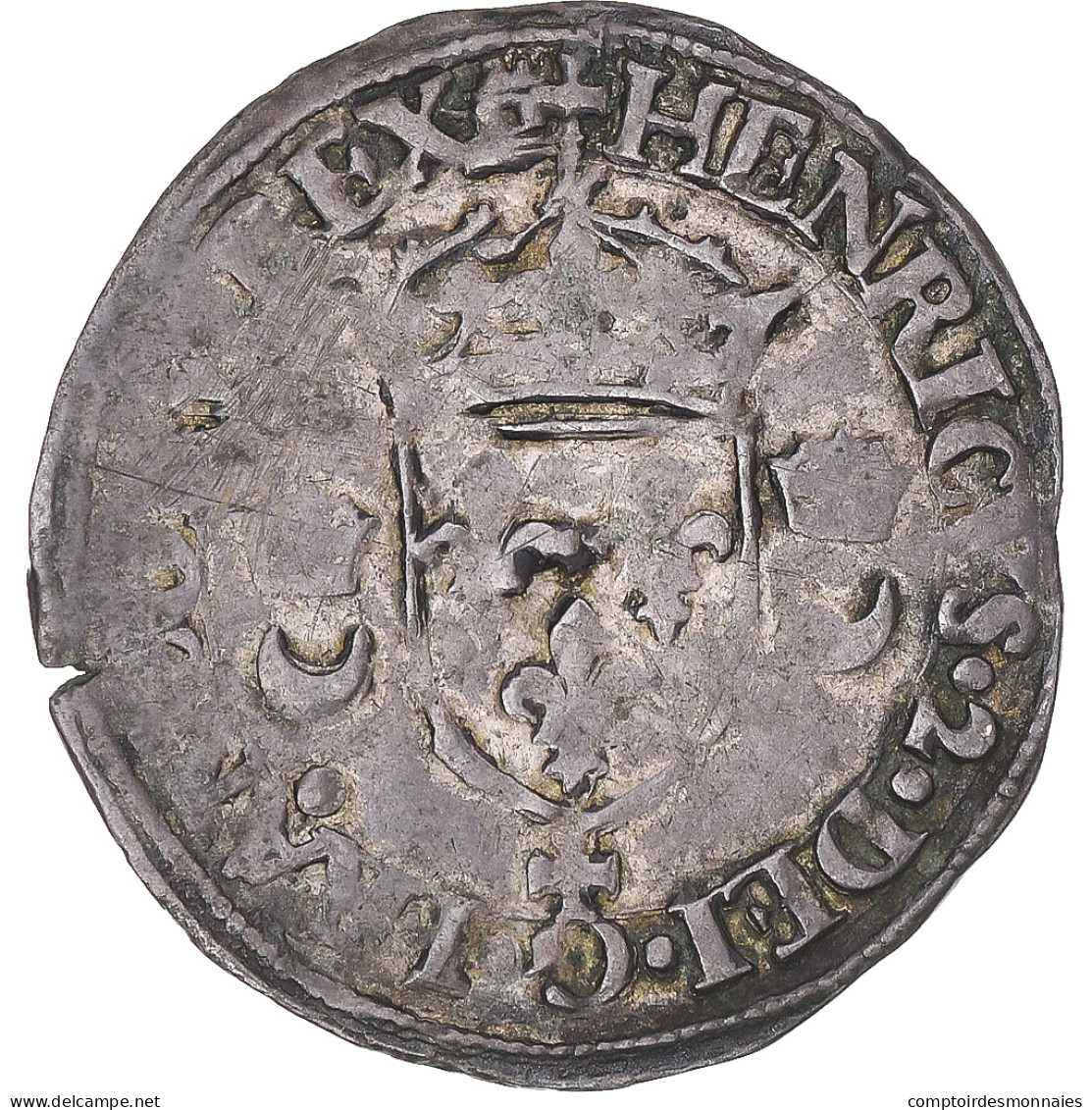 Monnaie, France, Henri II, Douzain Aux Croissants, 1551, Caen, TTB, Billon - 1547-1559 Henri II