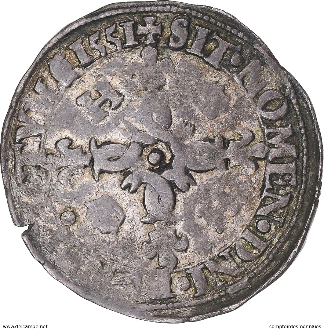 Monnaie, France, Henri II, Douzain Aux Croissants, 1551, Caen, TTB, Billon - 1547-1559 Henry II