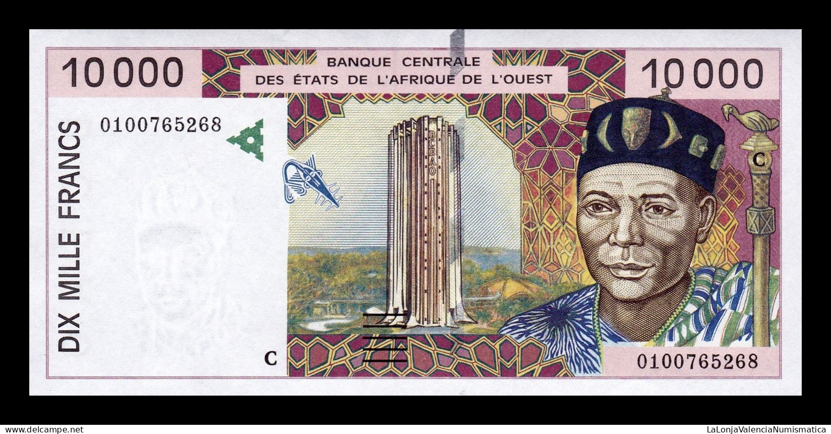 West African St. Estados África Occidental Burkina Faso 10000 Francs BCEAO 2001 Pick 314Cj Sc Unc - Burkina Faso