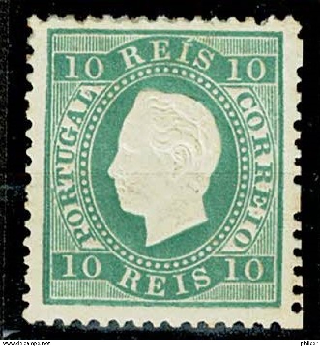 Portugal, 1870/6, # 36c Dent. 13 1/2, Tipo II, Verde Azul, MH - Neufs