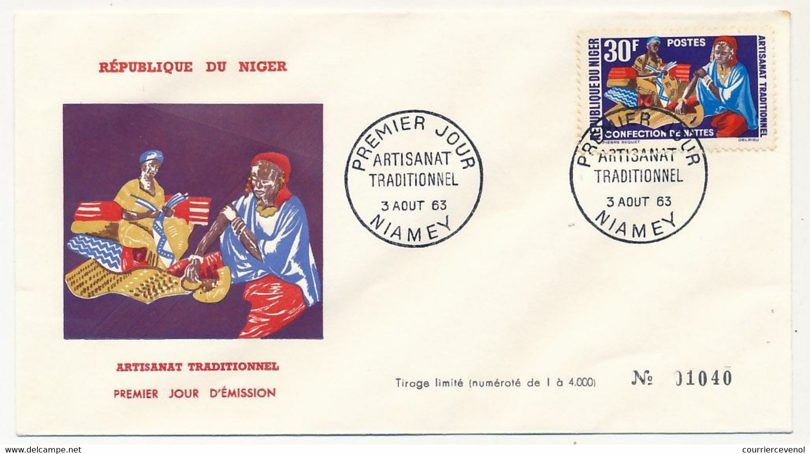 NIGER => 6 Enveloppes FDC => Artisanat Traditionnel - Série 6 Valeurs - NIAMEY - 3 Aout 1965 - Niger (1960-...)