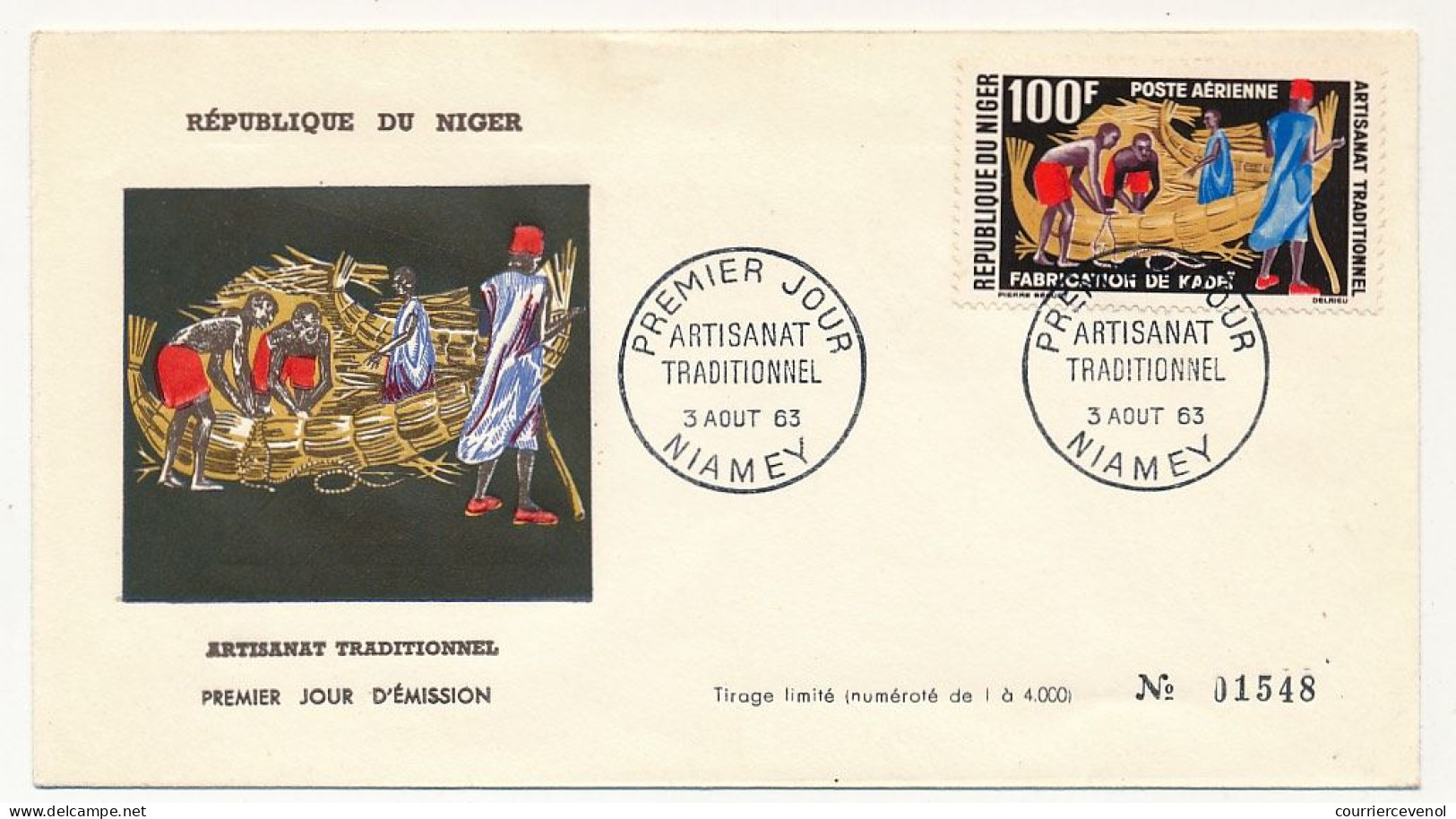 NIGER => 6 Enveloppes FDC => Artisanat Traditionnel - Série 6 Valeurs - NIAMEY - 3 Aout 1965 - Niger (1960-...)