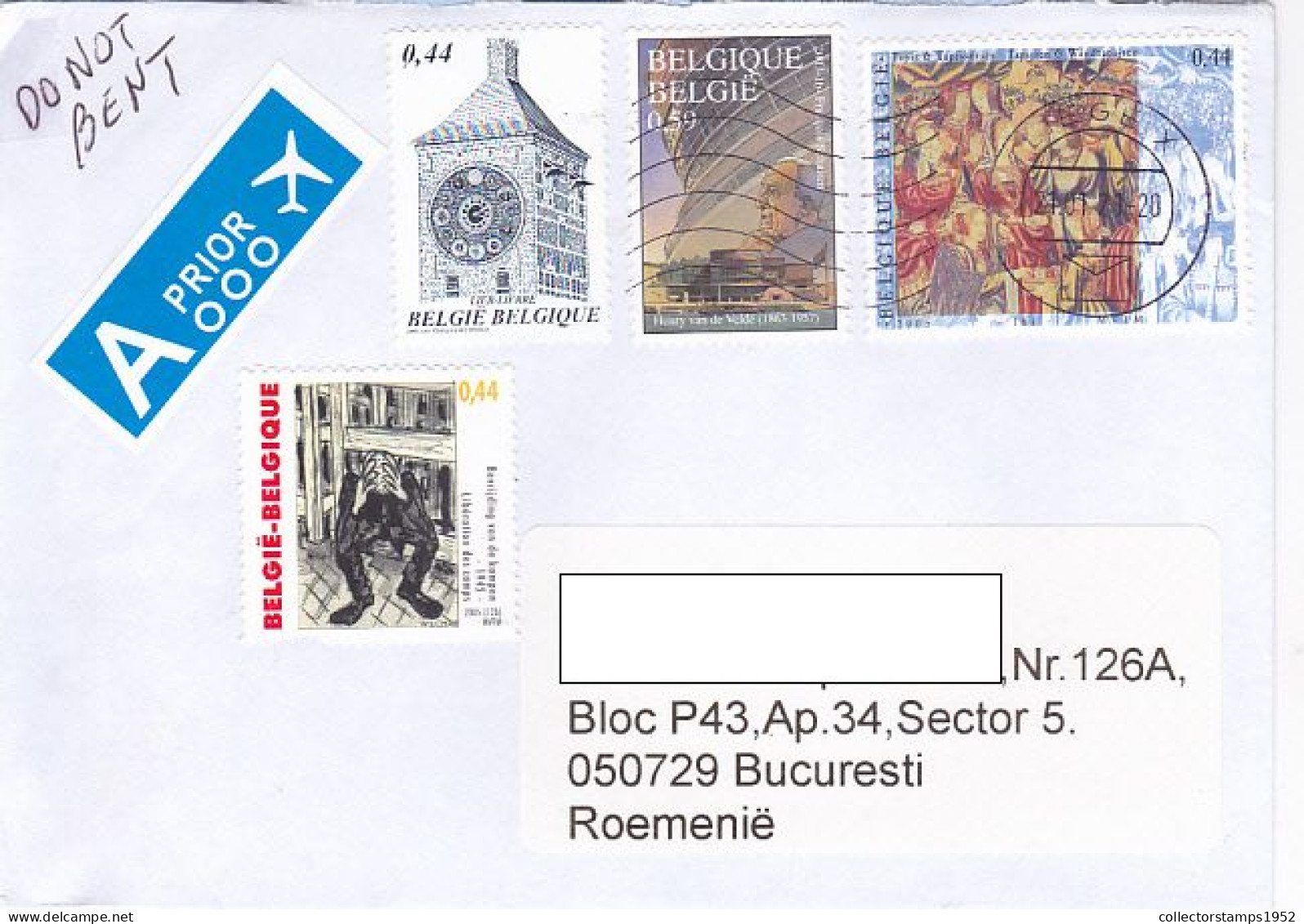 CLOCK TOWER, ARCHITECTURE, TAPISTERY, PAINTING, FINE STAMPS ON COVER, 2021, BELGIUM - Covers & Documents