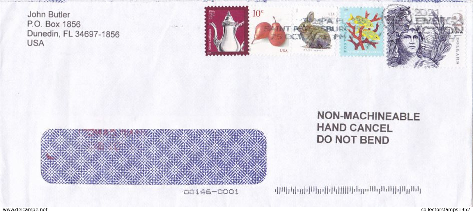 TEAPOT, PEAR, RABBIT, FISH, STATUE OF FREEDOM, FINE STAMPS ON COVER, 2021, USA - Briefe U. Dokumente