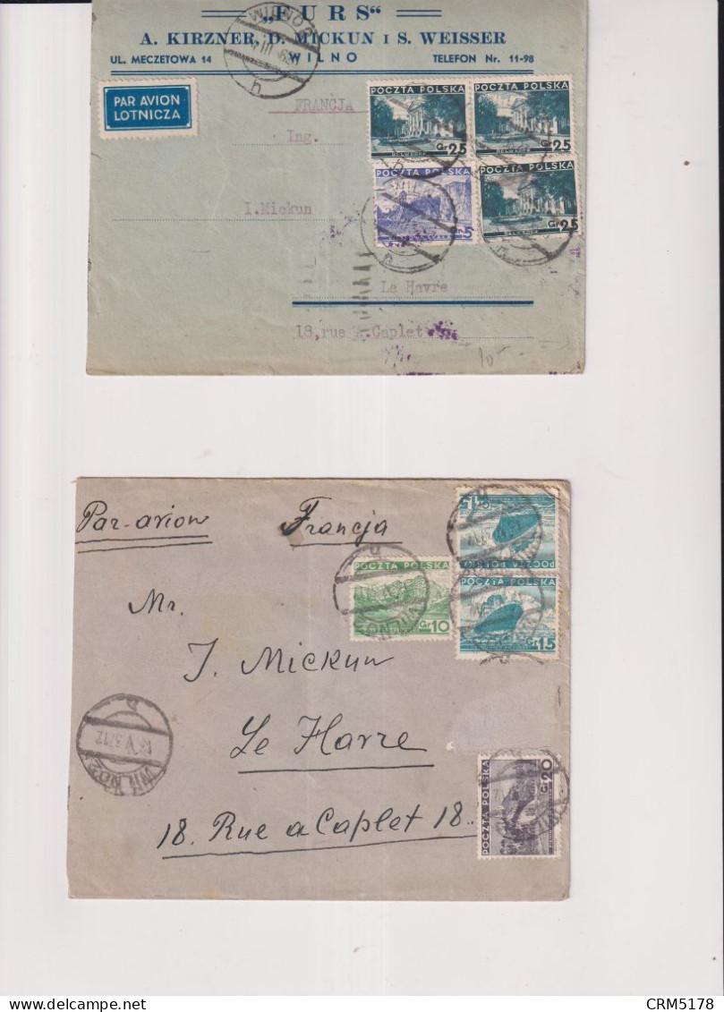 LOT 7 LETTRES PAR AVION 1935 à 1939 POUR LA FRANCE - Frankeermachines (EMA)