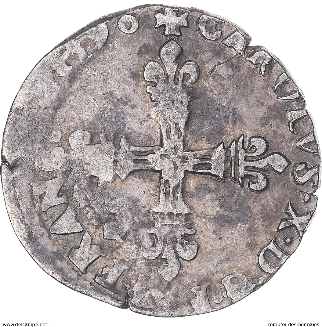 Monnaie, France, Charles X, 1/8 D'écu à La Croix De Face, 1590, Paris, TB - 1589-1610 Heinrich IV.