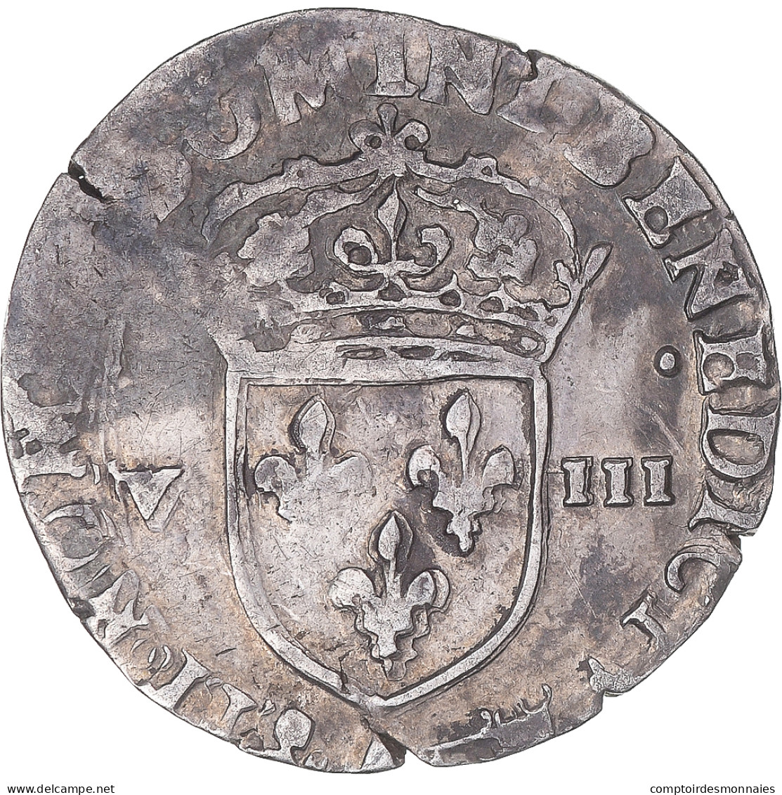 Monnaie, France, Charles X, 1/8 D'écu à La Croix De Face, 1590, Paris, TB - 1589-1610 Enrico IV