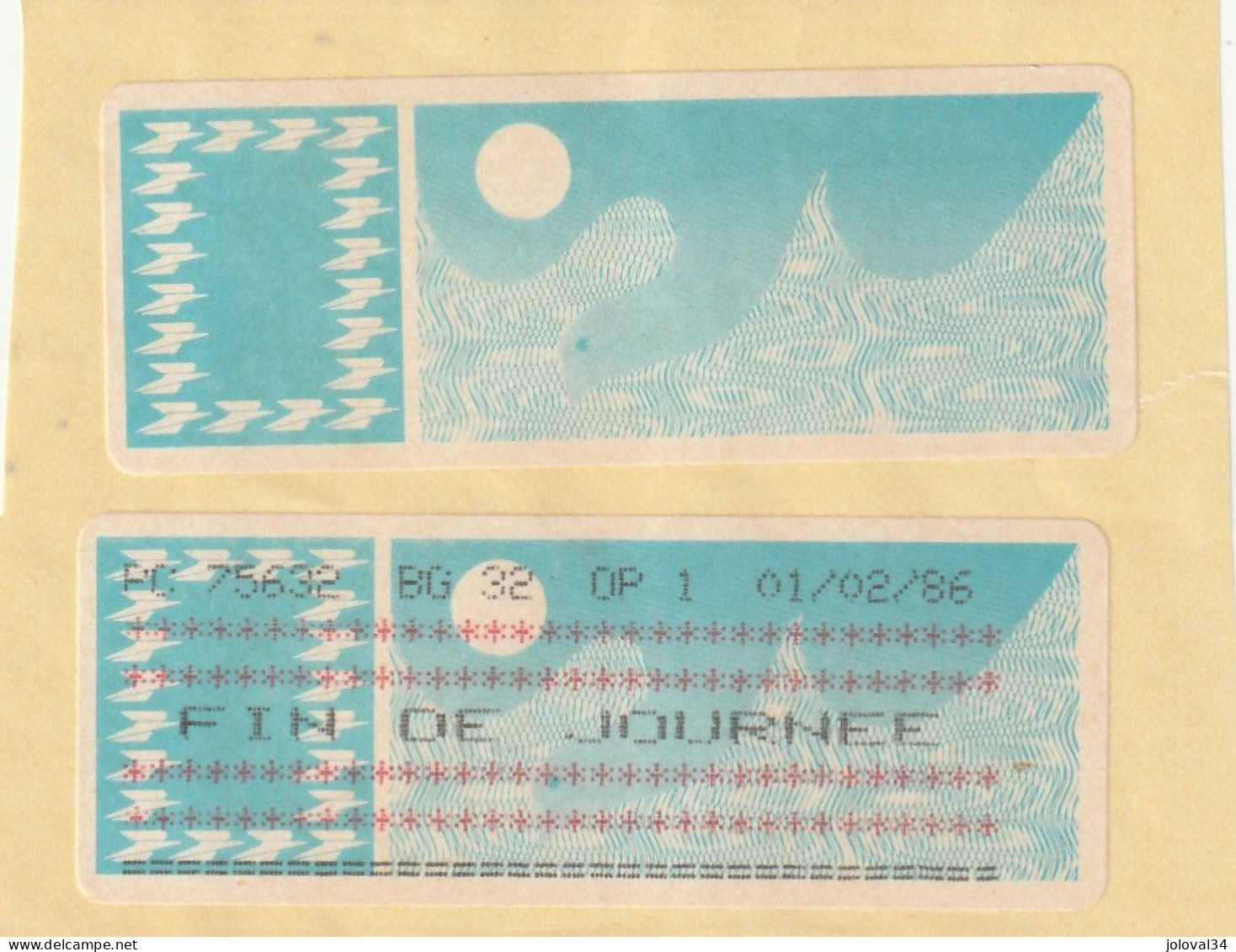 Vignette Papier Carrier - FIN De JoURNEE - PC 75632 BG 32 OP1 01/02/86 - ( Paris Ile De La Cité ) + 1 Neuve - 1985 Papier « Carrier »