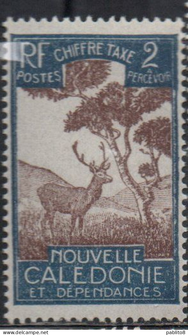 NOUVELLE CALEDONIE NEW NUOVA CALEDONIA 1928 POSTAGE DUE STAMPS TAXE SEGNATASSE MALAYAN SAMBAR 2c MNH - Strafport