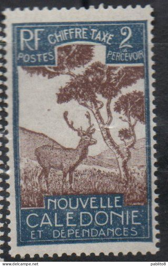 NOUVELLE CALEDONIE NEW NUOVA CALEDONIA 1928 POSTAGE DUE STAMPS TAXE SEGNATASSE MALAYAN SAMBAR 2c MNH - Segnatasse