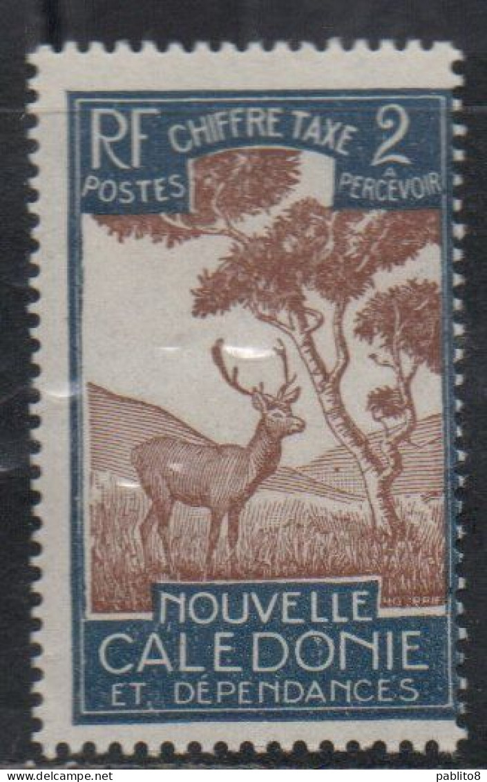 NOUVELLE CALEDONIE NEW NUOVA CALEDONIA 1928 POSTAGE DUE STAMPS TAXE SEGNATASSE MALAYAN SAMBAR 2c MH - Timbres-taxe
