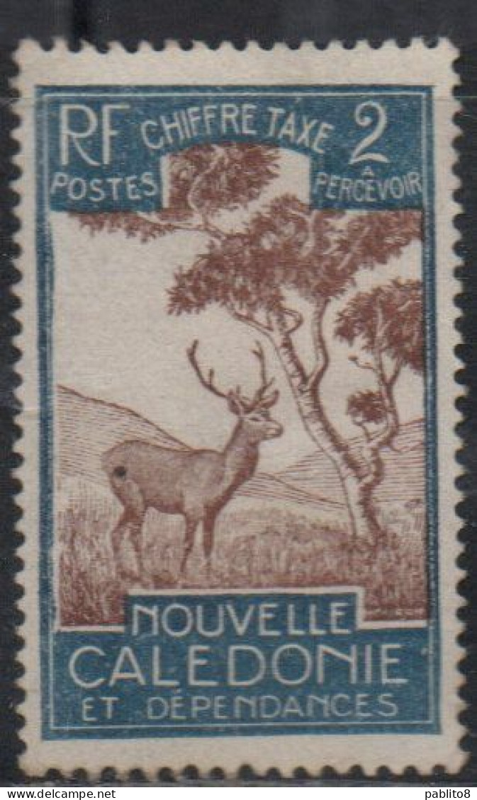 NOUVELLE CALEDONIE NEW NUOVA CALEDONIA 1928 POSTAGE DUE STAMPS TAXE SEGNATASSE MALAYAN SAMBAR 2c MH - Segnatasse