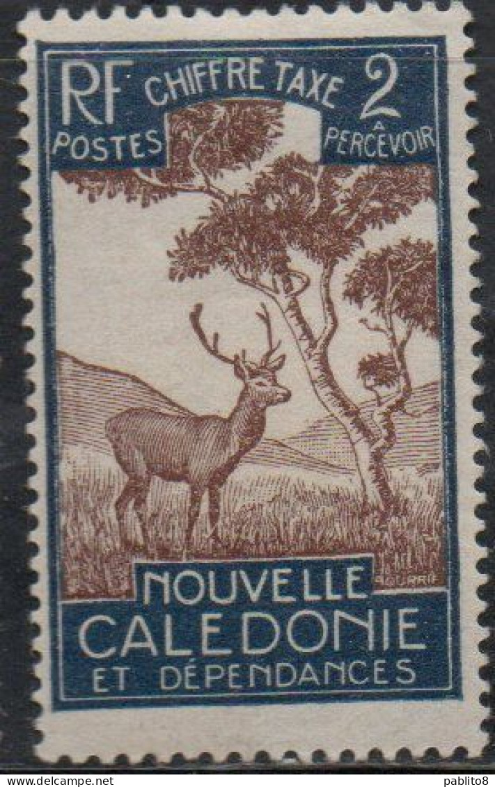 NOUVELLE CALEDONIE NEW NUOVA CALEDONIA 1928 POSTAGE DUE STAMPS TAXE SEGNATASSE MALAYAN SAMBAR 2c MH - Postage Due