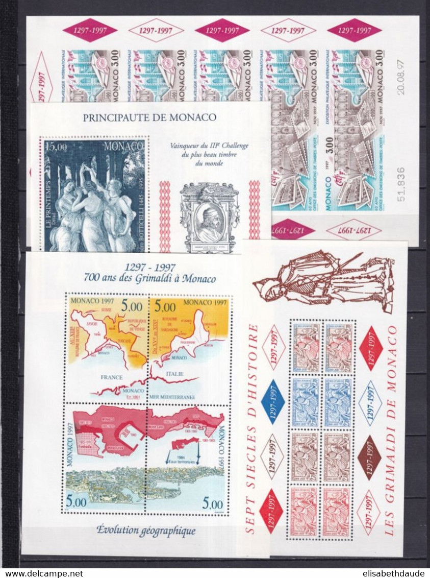 MONACO - 1997 - ANNEE COMPLETE Avec BLOCS ! ** MNH - COTE = 202.5 EUR. - 27 TIMBRES + 6 BLOCS - LARGEMENT SOUS FACIALE - Volledige Jaargang