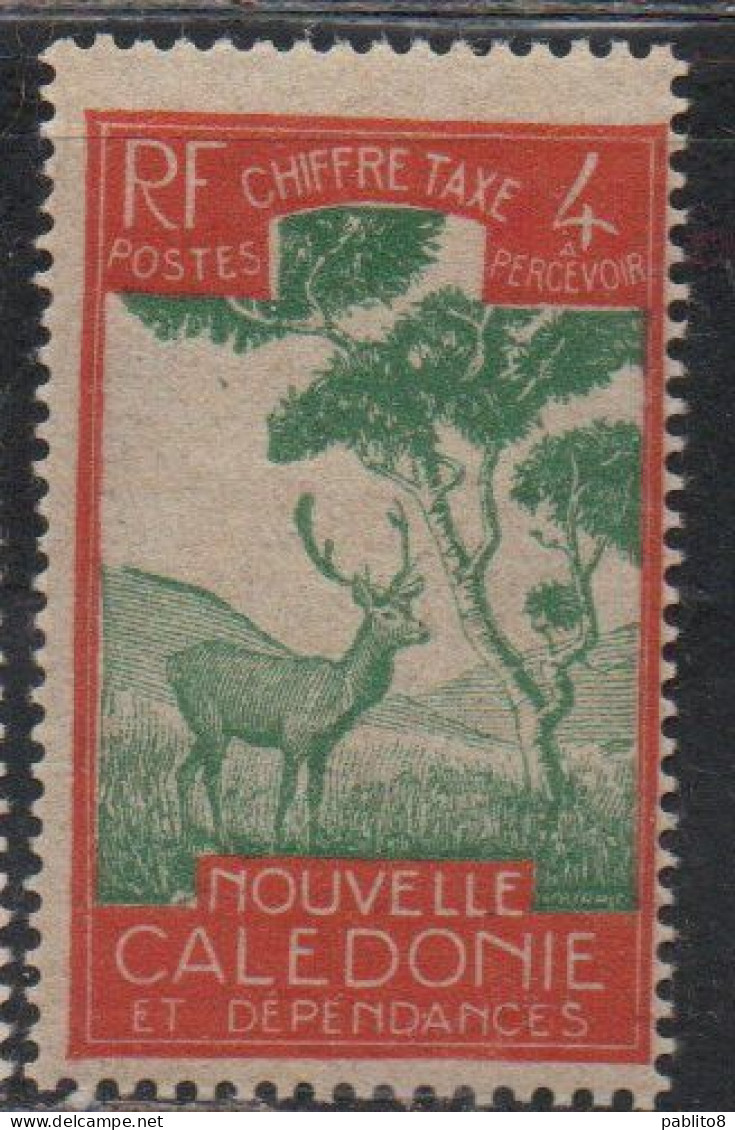 NOUVELLE CALEDONIE NEW NUOVA CALEDONIA 1928 POSTAGE DUE STAMPS TAXE SEGNATASSE MALAYAN SAMBAR 4c MH - Portomarken