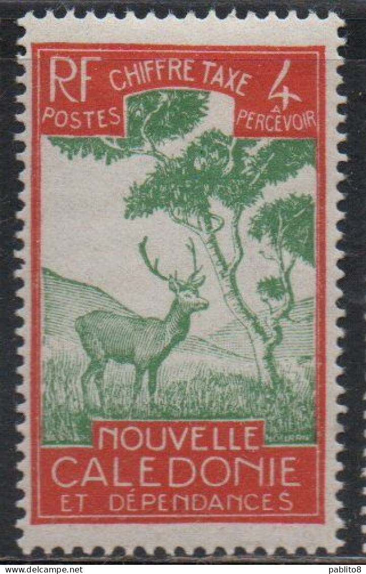 NOUVELLE CALEDONIE NEW NUOVA CALEDONIA 1928 POSTAGE DUE STAMPS TAXE SEGNATASSE MALAYAN SAMBAR 4c MH - Timbres-taxe