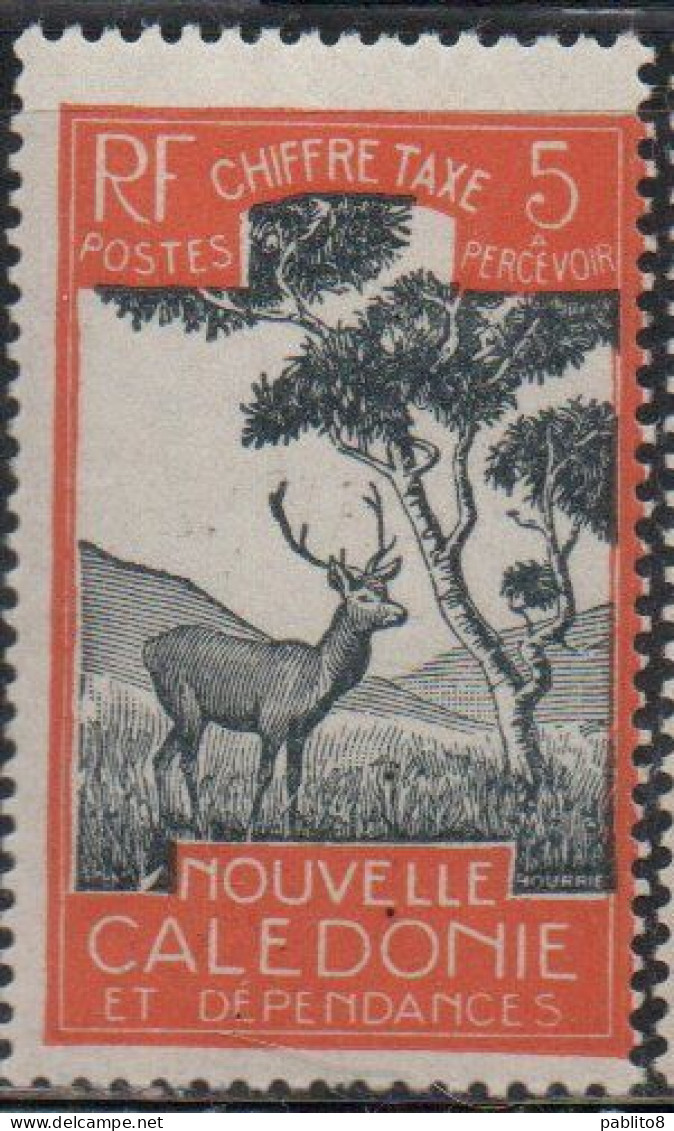 NOUVELLE CALEDONIE NEW NUOVA CALEDONIA 1928 POSTAGE DUE STAMPS TAXE SEGNATASSE MALAYAN SAMBAR 5c MH - Portomarken