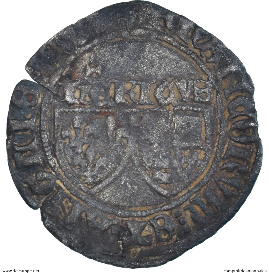 Monnaie, France, Henri VI, Blanc Aux Écus, 1422, Rouen, TB, Billon - 1422-1453 Hendrik VI Van Engeland