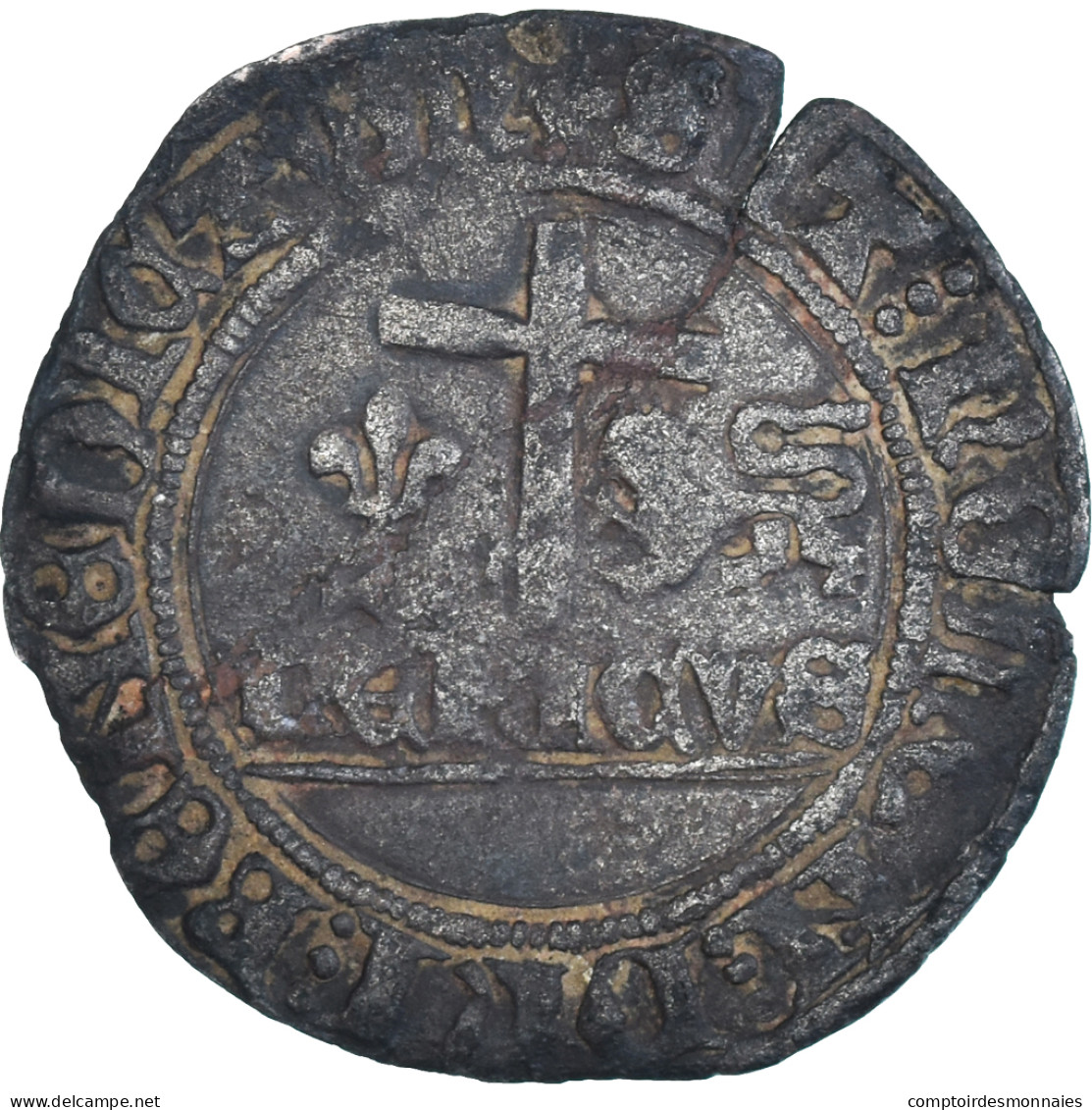 Monnaie, France, Henri VI, Blanc Aux Écus, 1422, Rouen, TB, Billon - 1422-1453 Hendrik VI Van Engeland