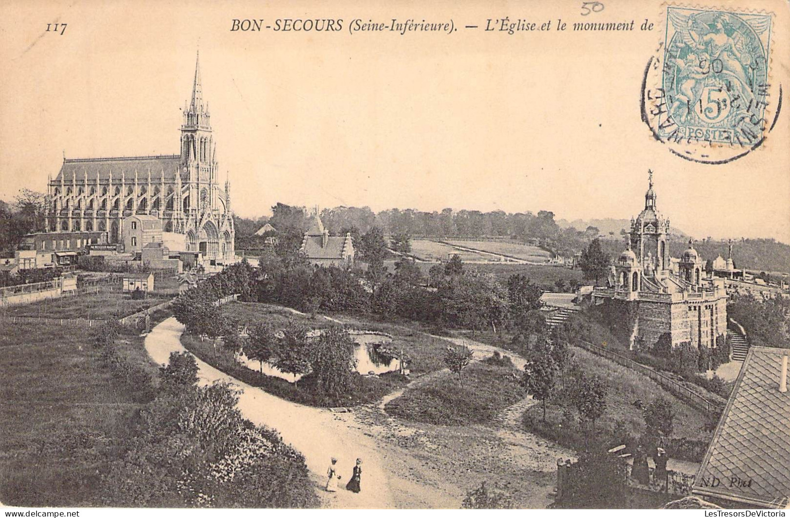 FRANCE - 76 - BONSECOURS - L'église Et Le Monument De .... -  Carte Postale Ancienne - Bonsecours