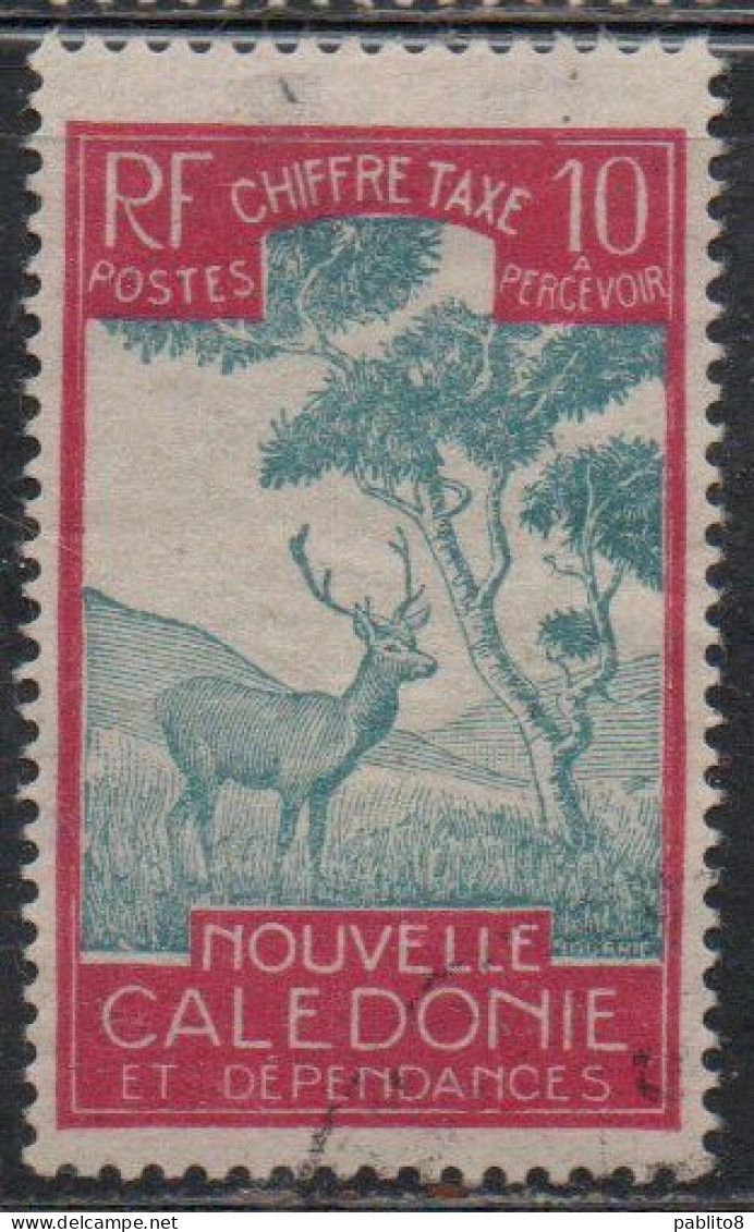NOUVELLE CALEDONIE NEW NUOVA CALEDONIA 1928 POSTAGE DUE STAMPS TAXE SEGNATASSE MALAYAN SAMBAR 10c USED OBLITERE' USATO - Postage Due