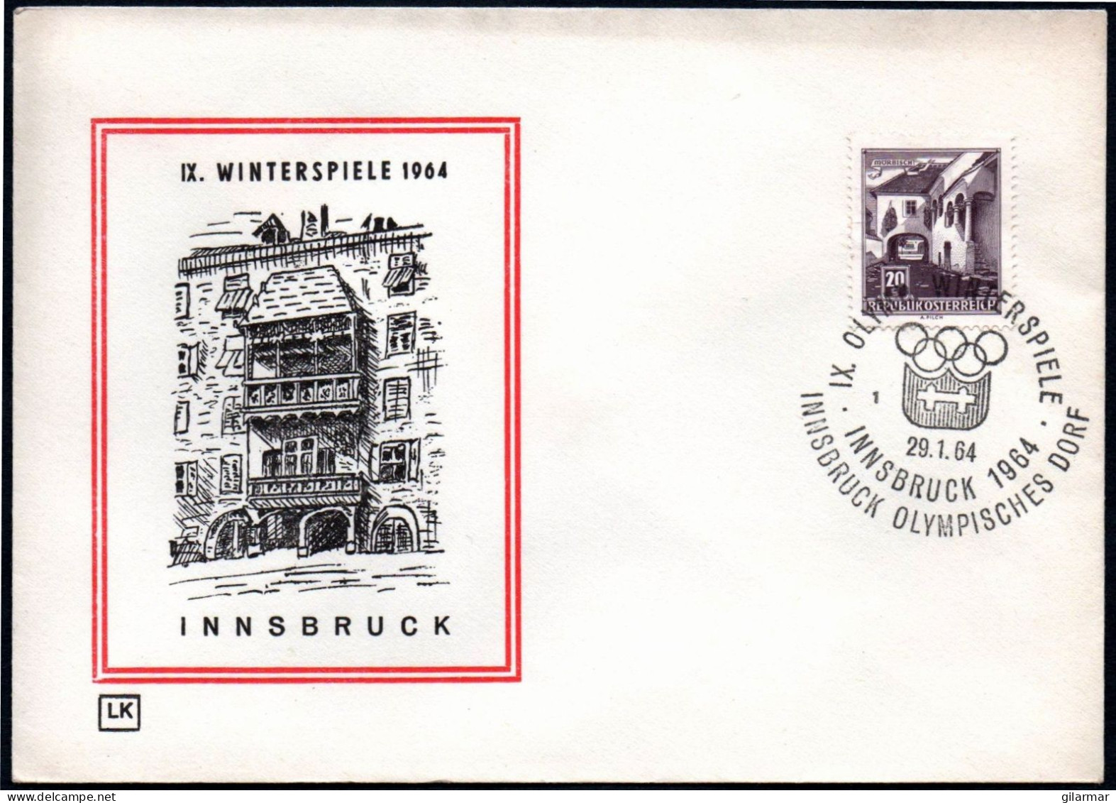 AUSTRIA INNSBRUCK 1964 - OLYMPIC WINTER GAMES INNSBRUCK '64 - OLYMPIC VILLAGE - CANCEL # 1 - G - Winter 1964: Innsbruck