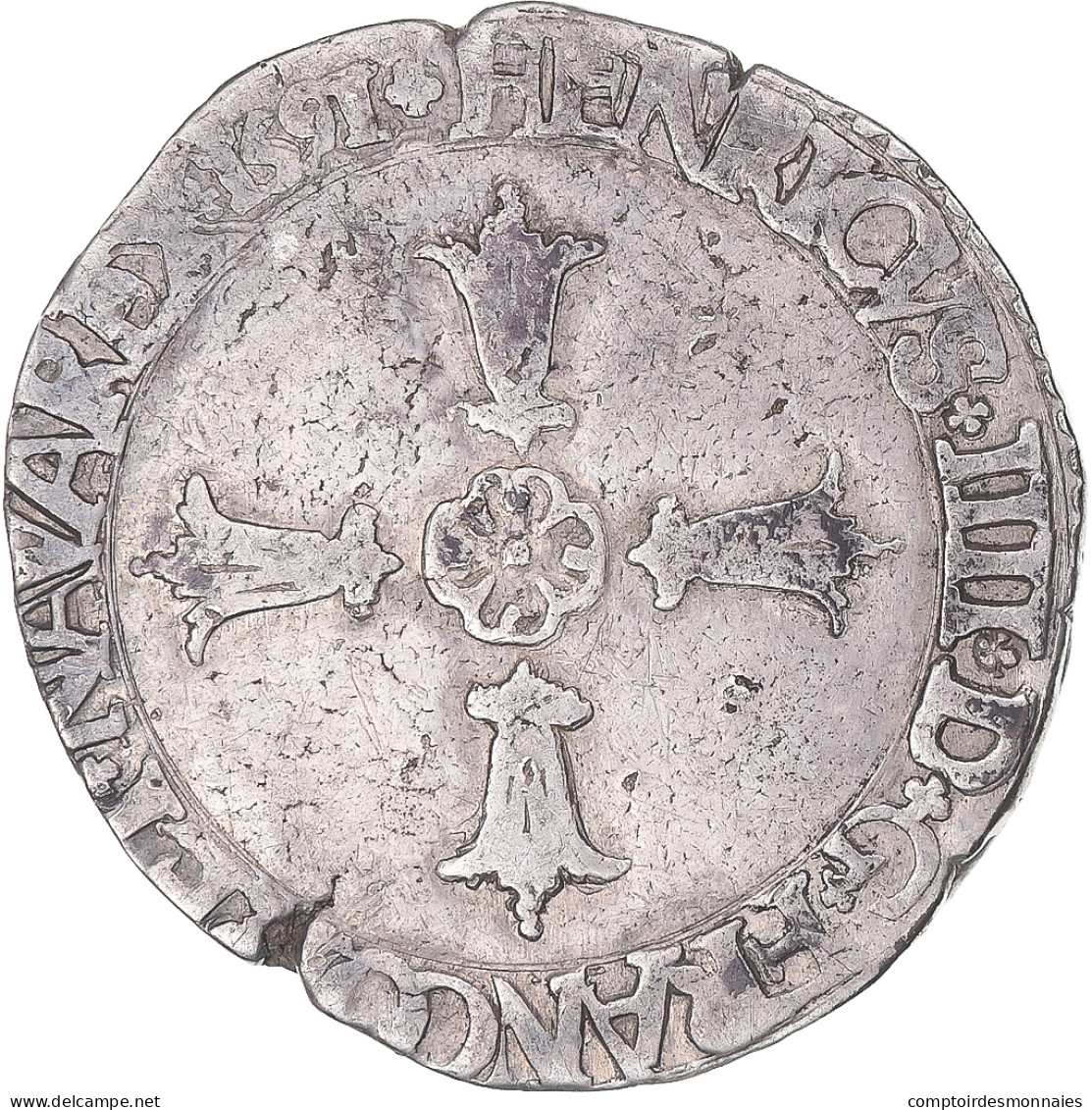 Monnaie, France, Henri IV, 1/4 D'écu à La Croix Feuillue De Face, 1591, La - 1589-1610 Hendrik IV