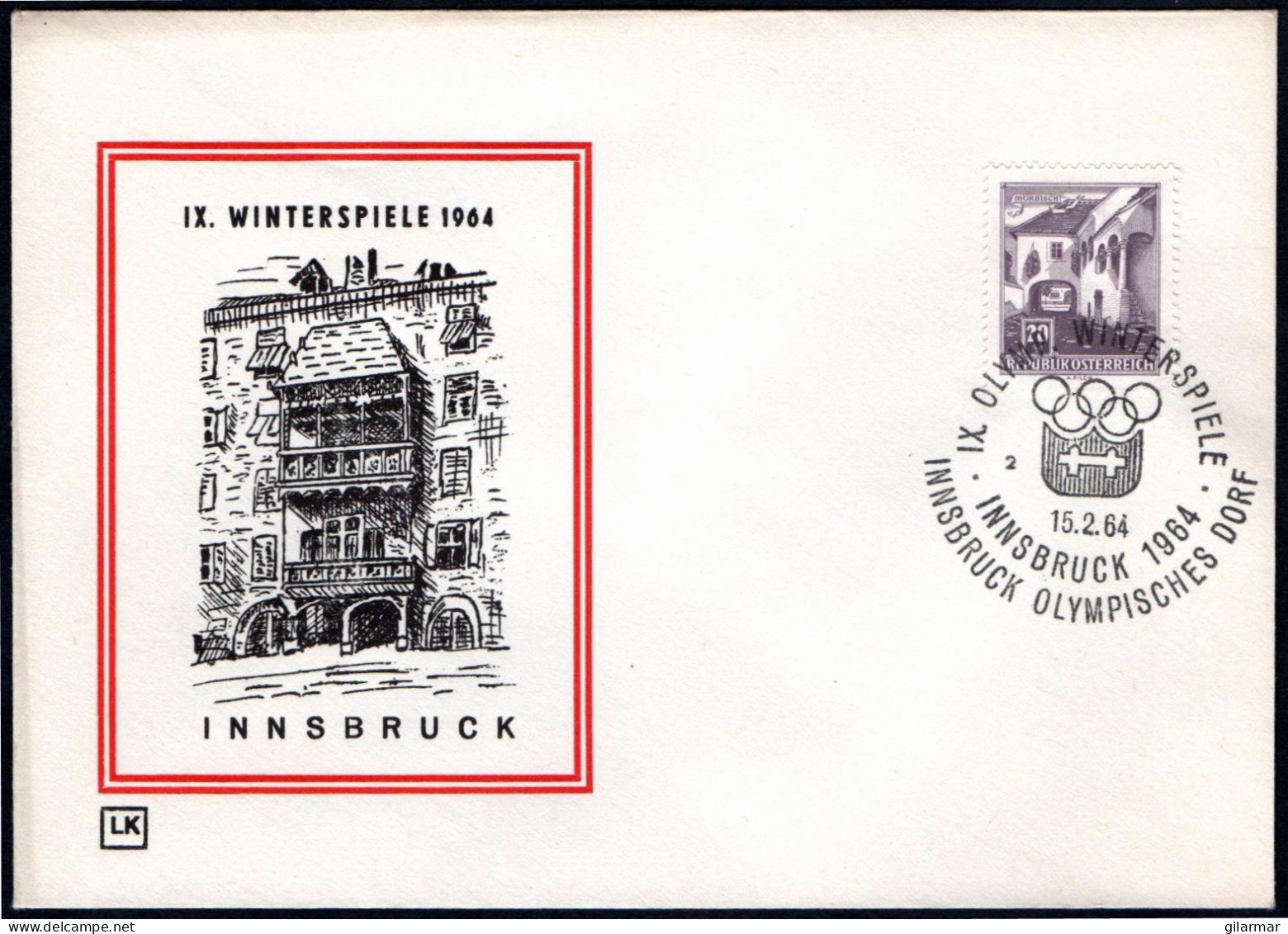 AUSTRIA INNSBRUCK 1964 - OLYMPIC WINTER GAMES INNSBRUCK '64 - OLYMPIC VILLAGE - CANCEL # 2 - G - Winter 1964: Innsbruck