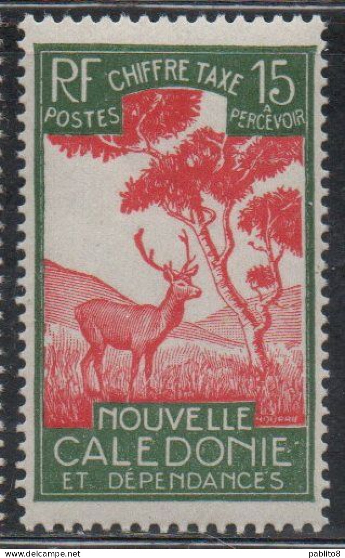 NOUVELLE CALEDONIE NEW NUOVA CALEDONIA 1928 POSTAGE DUE STAMPS TAXE SEGNATASSE MALAYAN SAMBAR 15c MNH - Timbres-taxe