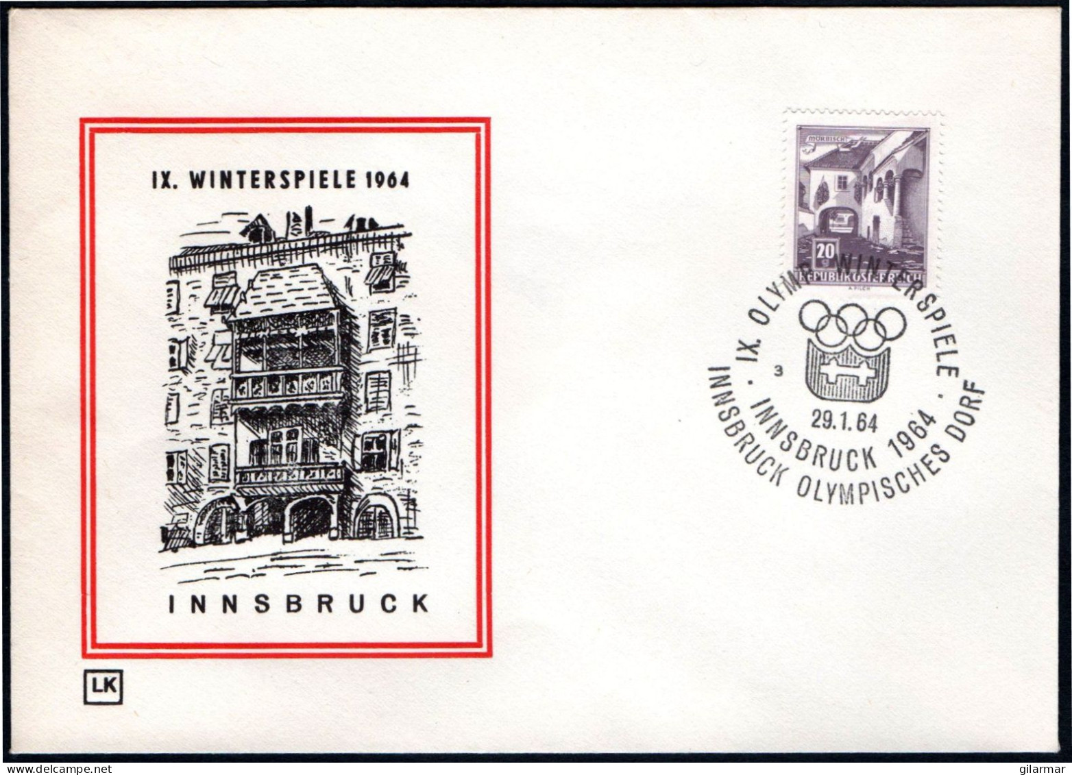 AUSTRIA INNSBRUCK 1964 - OLYMPIC WINTER GAMES INNSBRUCK '64 - OLYMPIC VILLAGE - CANCEL # 3 - G - Hiver 1964: Innsbruck