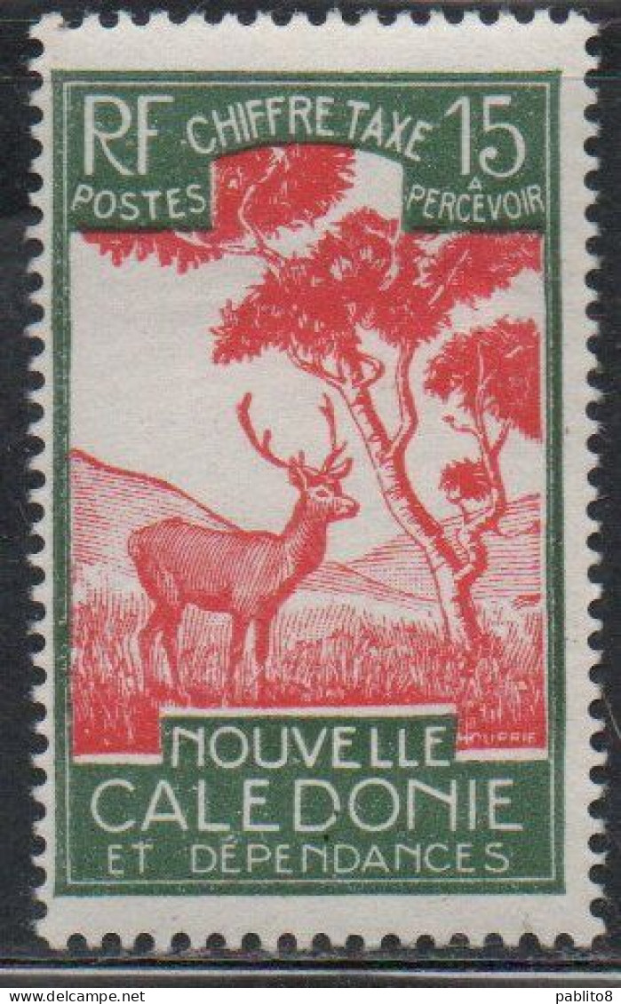 NOUVELLE CALEDONIE NEW NUOVA CALEDONIA 1928 POSTAGE DUE STAMPS TAXE SEGNATASSE MALAYAN SAMBAR 15c MH - Timbres-taxe