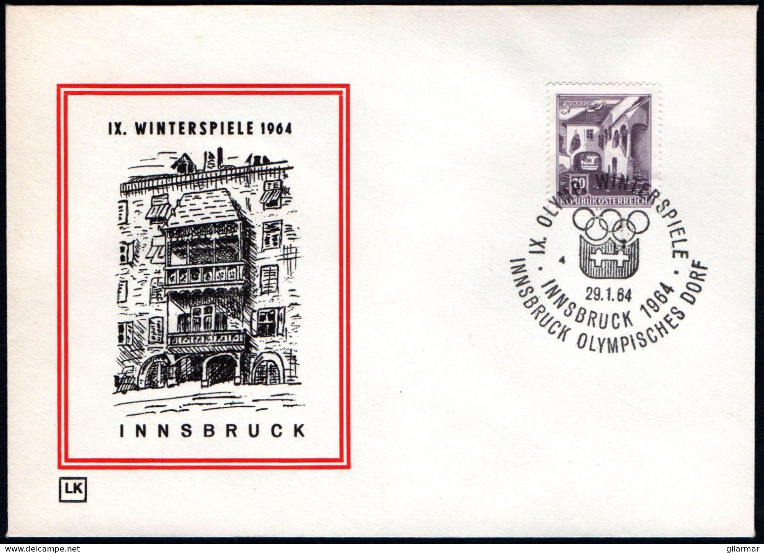 AUSTRIA INNSBRUCK 1964 - OLYMPIC WINTER GAMES INNSBRUCK '64 - OLYMPIC VILLAGE - CANCEL # 4 - G - Winter 1964: Innsbruck