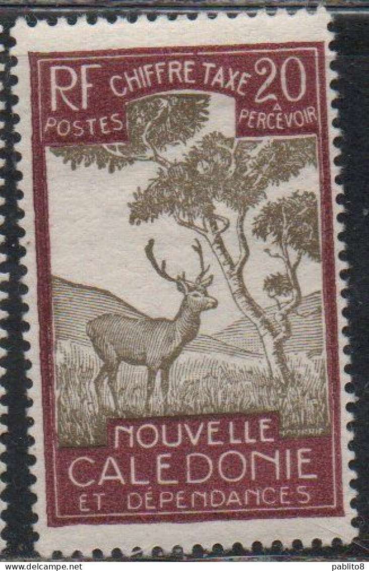 NOUVELLE CALEDONIE NEW NUOVA CALEDONIA 1928 POSTAGE DUE STAMPS TAXE SEGNATASSE MALAYAN SAMBAR 20c MH - Strafport