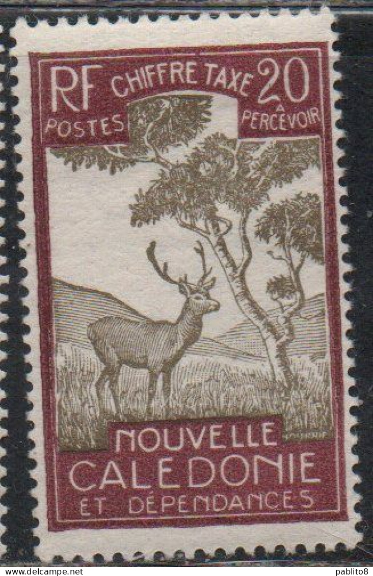 NOUVELLE CALEDONIE NEW NUOVA CALEDONIA 1928 POSTAGE DUE STAMPS TAXE SEGNATASSE MALAYAN SAMBAR 20c MH - Portomarken