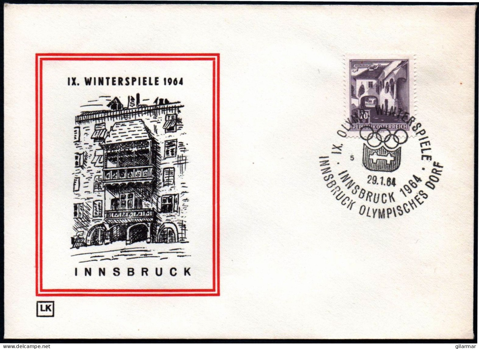 AUSTRIA INNSBRUCK 1964 - OLYMPIC WINTER GAMES INNSBRUCK '64 - OLYMPIC VILLAGE - CANCEL # 5 - G - Winter 1964: Innsbruck