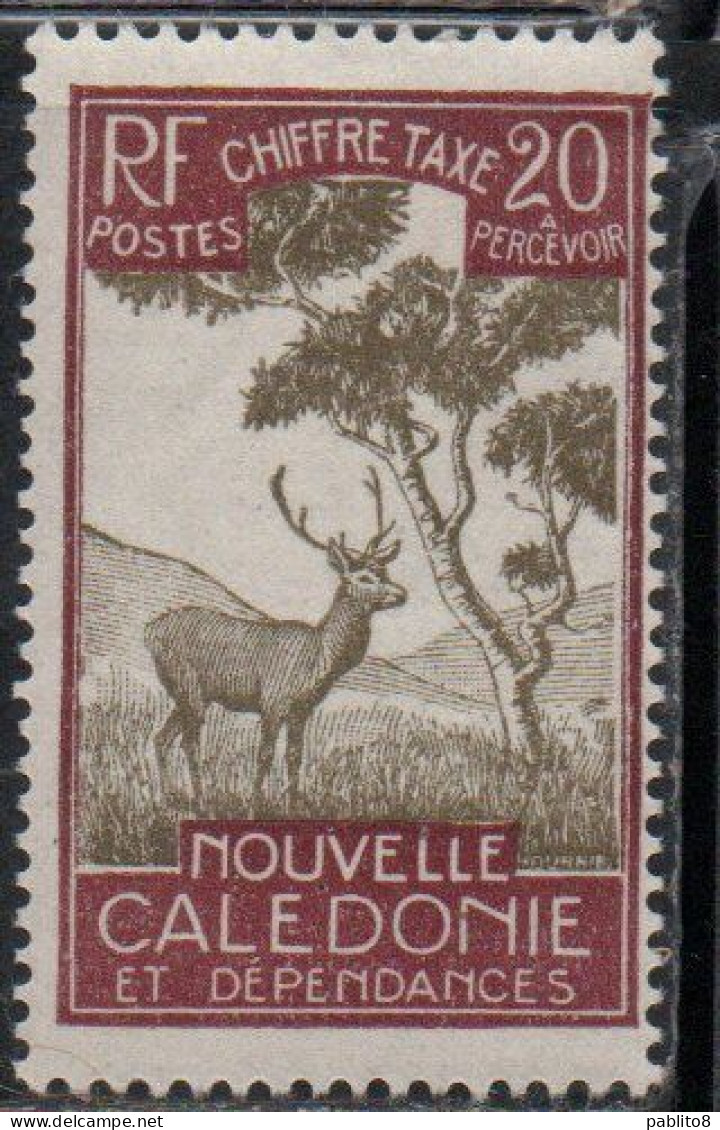 NOUVELLE CALEDONIE NEW NUOVA CALEDONIA 1928 POSTAGE DUE STAMPS TAXE SEGNATASSE MALAYAN SAMBAR 20c MH - Segnatasse