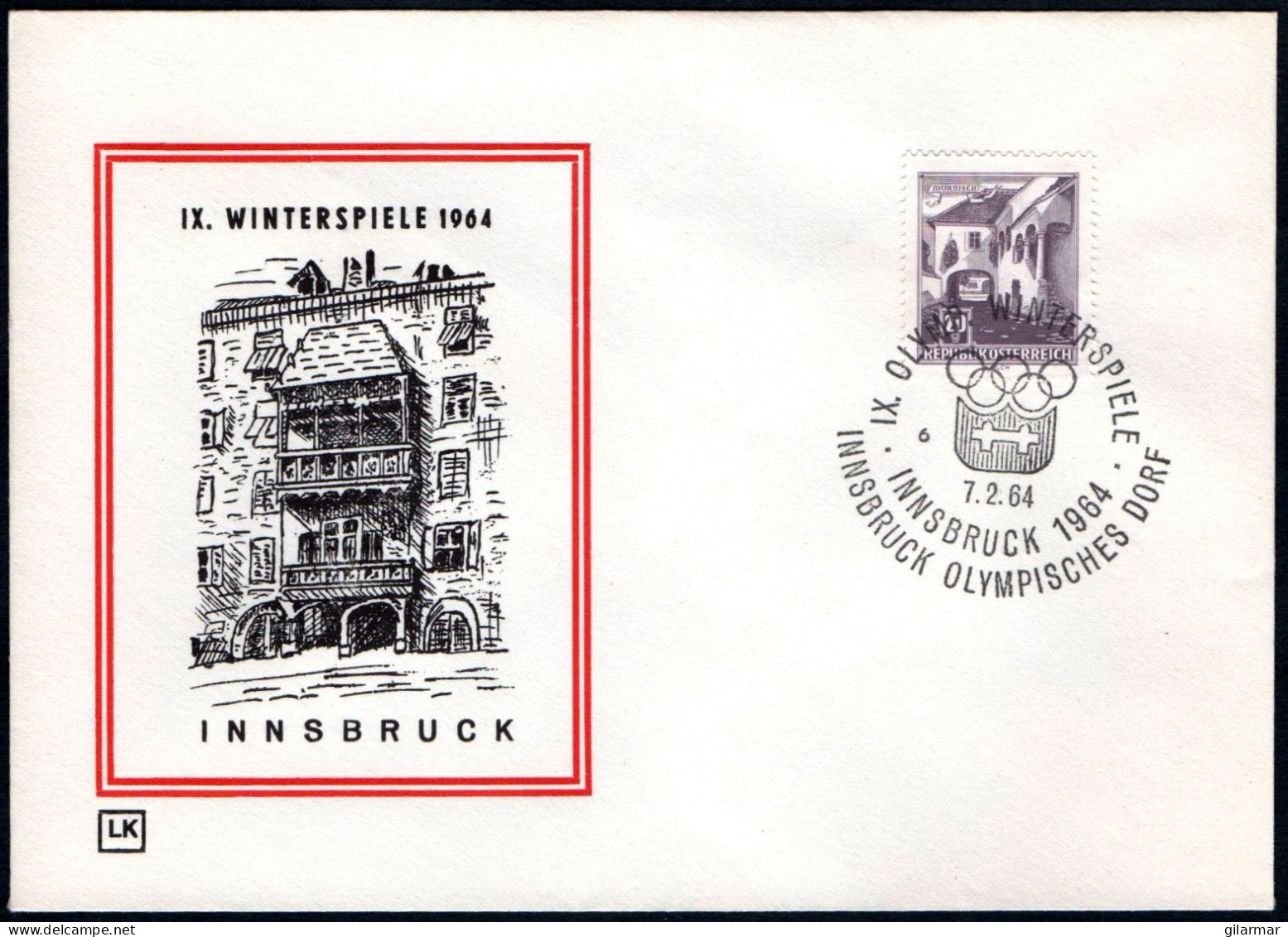 AUSTRIA INNSBRUCK 1964 - OLYMPIC WINTER GAMES INNSBRUCK '64 - OLYMPIC VILLAGE - CANCEL # 6 - G - Winter 1964: Innsbruck