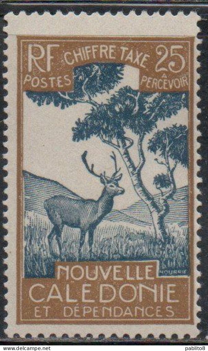 NOUVELLE CALEDONIE NEW NUOVA CALEDONIA 1928 POSTAGE DUE STAMPS TAXE SEGNATASSE MALAYAN SAMBAR 25c MNH - Postage Due