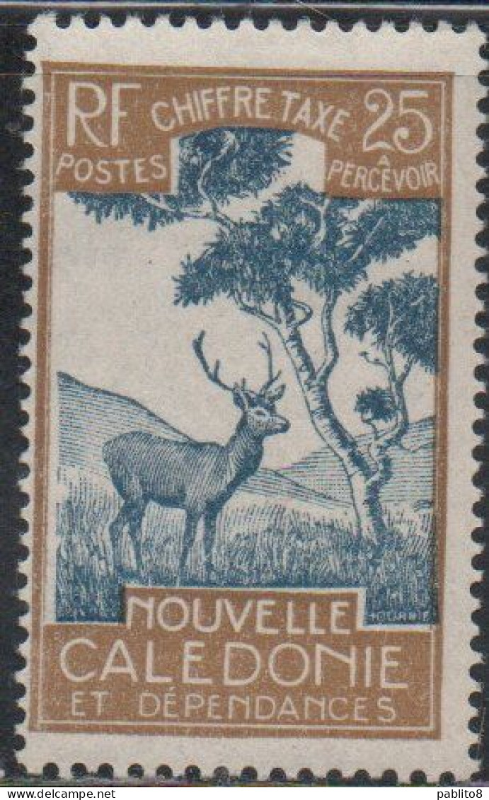 NOUVELLE CALEDONIE NEW NUOVA CALEDONIA 1928 POSTAGE DUE STAMPS TAXE SEGNATASSE MALAYAN SAMBAR 25c MH - Strafport