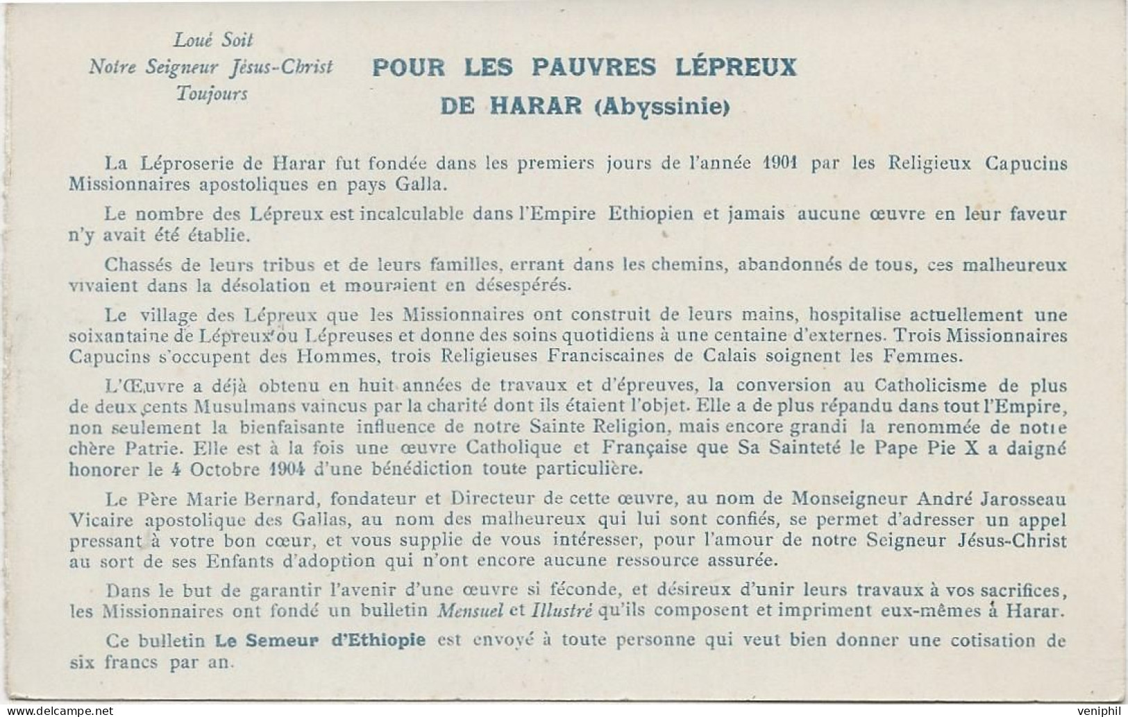 ABYSSINIE -ETHIOPIE - VUE GENERALE DE LA LEPROSERIE DE HARAR. - Äthiopien