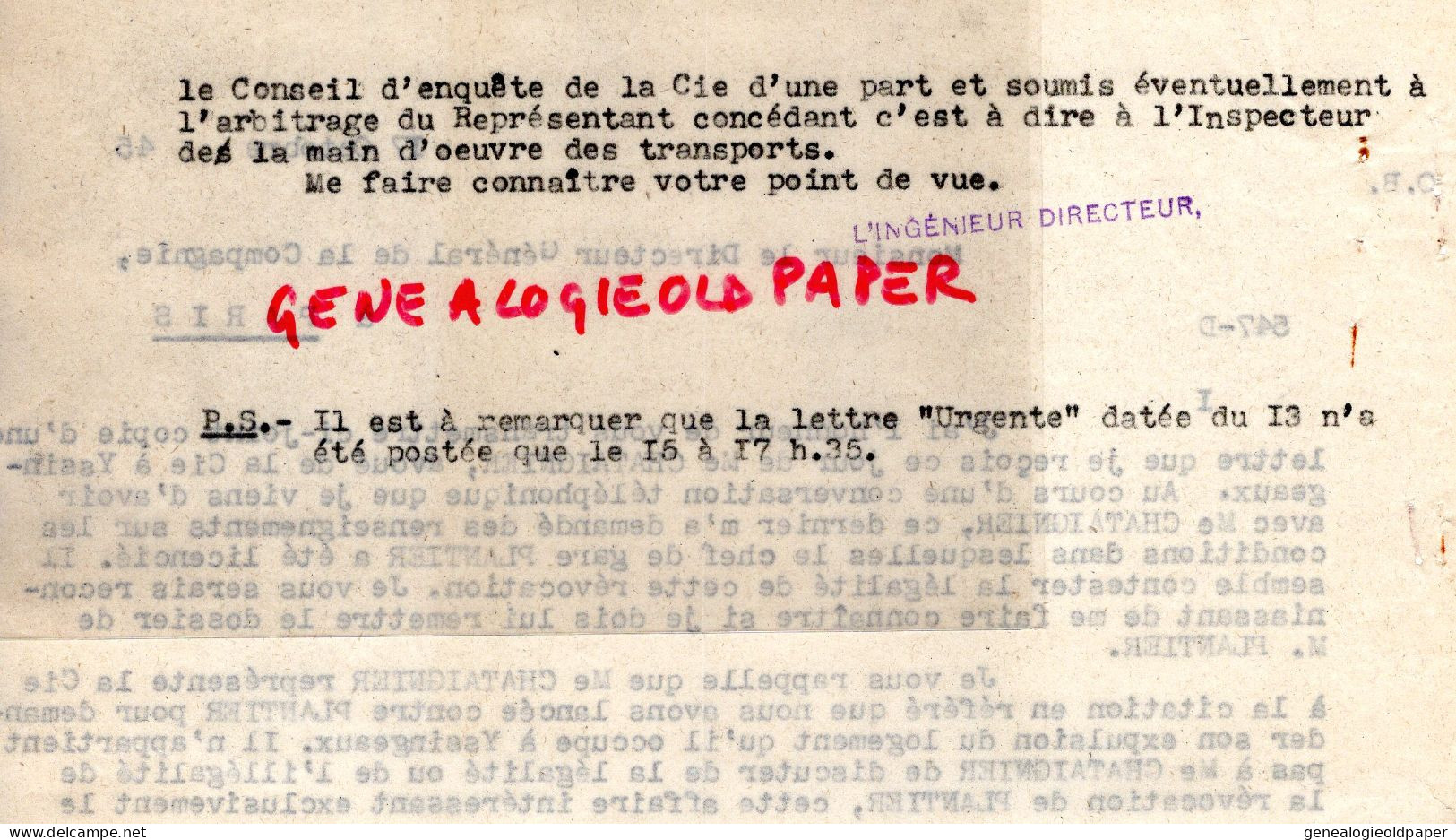 07- LE CHEYLARD-43- YSSINGEAUX-RARE LETTRE 1945 CHEMINS FER GABRIEL CHATAIGNIER  AVOUE-PLANTIER EX CHEF DE GARE- CHAPUIS - Documents Historiques