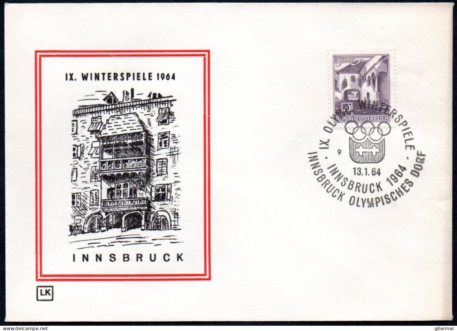 AUSTRIA INNSBRUCK 1964 - OLYMPIC WINTER GAMES INNSBRUCK '64 - OLYMPIC VILLAGE - CANCEL # 9 - G - Winter 1964: Innsbruck