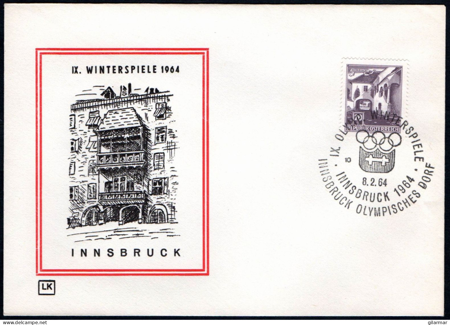 AUSTRIA INNSBRUCK 1964 - OLYMPIC WINTER GAMES INNSBRUCK '64 - OLYMPIC VILLAGE - CANCEL # 10 - G - Winter 1964: Innsbruck