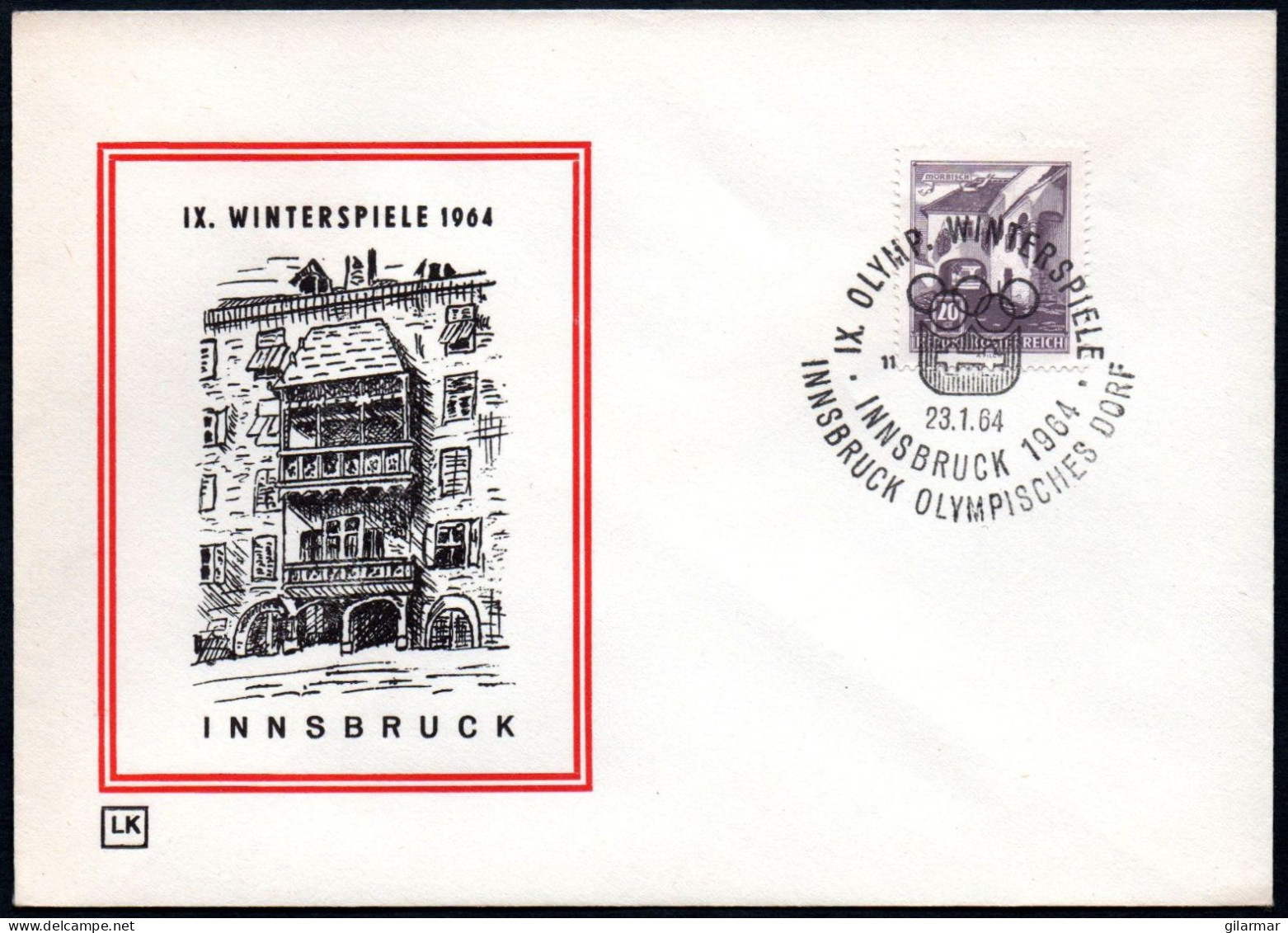 AUSTRIA INNSBRUCK 1964 - OLYMPIC WINTER GAMES INNSBRUCK '64 - OLYMPIC VILLAGE - CANCEL # 11 - G - Winter 1964: Innsbruck