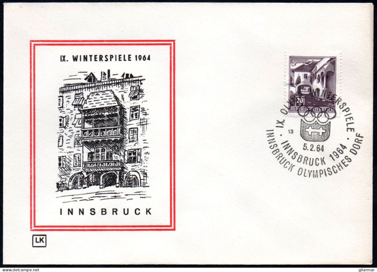 AUSTRIA INNSBRUCK 1964 - OLYMPIC WINTER GAMES INNSBRUCK '64 - OLYMPIC VILLAGE - CANCEL # 13 - G - Invierno 1964: Innsbruck