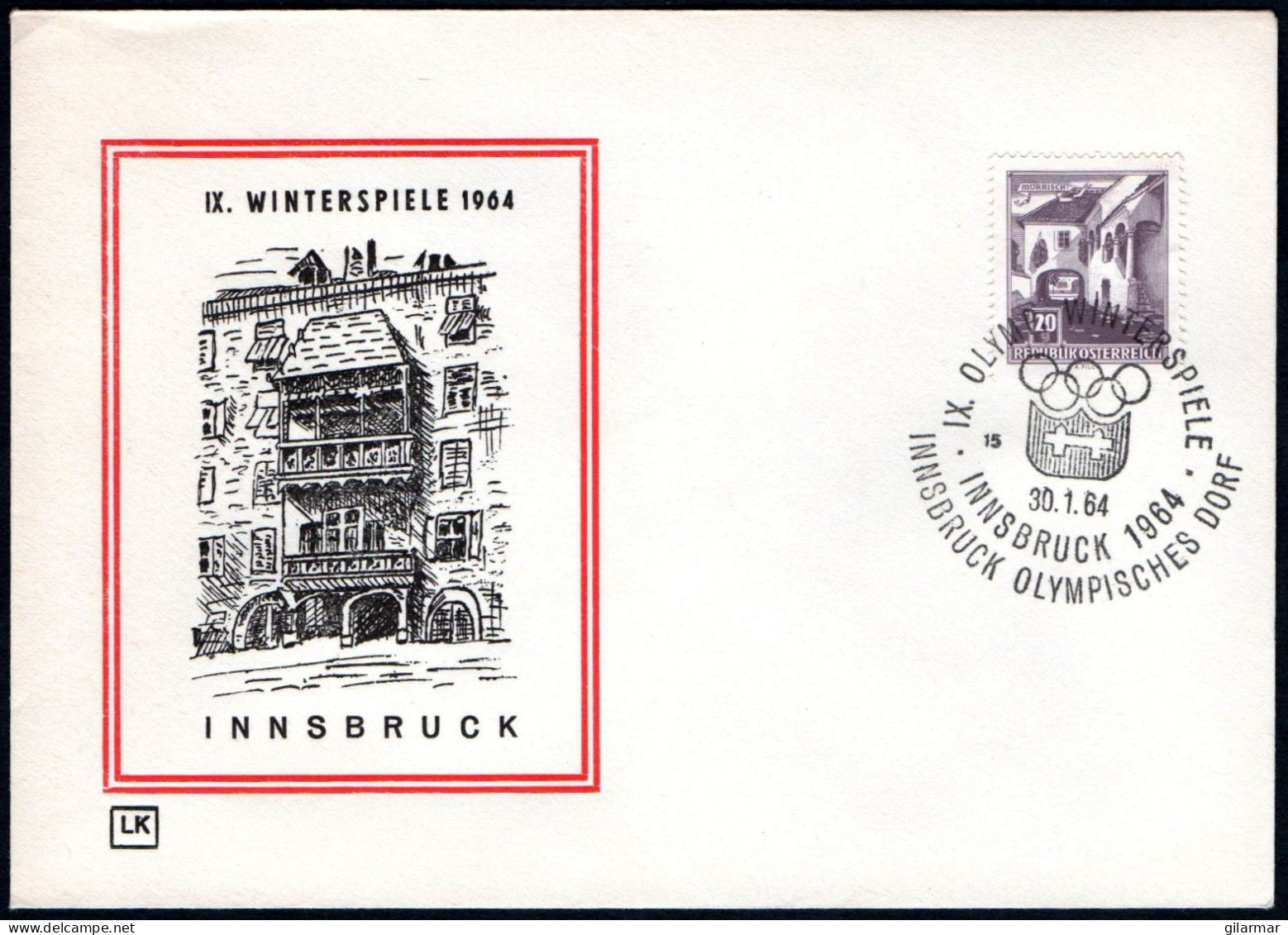 AUSTRIA INNSBRUCK 1964 - OLYMPIC WINTER GAMES INNSBRUCK '64 - OLYMPIC VILLAGE - CANCEL # 15 - G - Winter 1964: Innsbruck