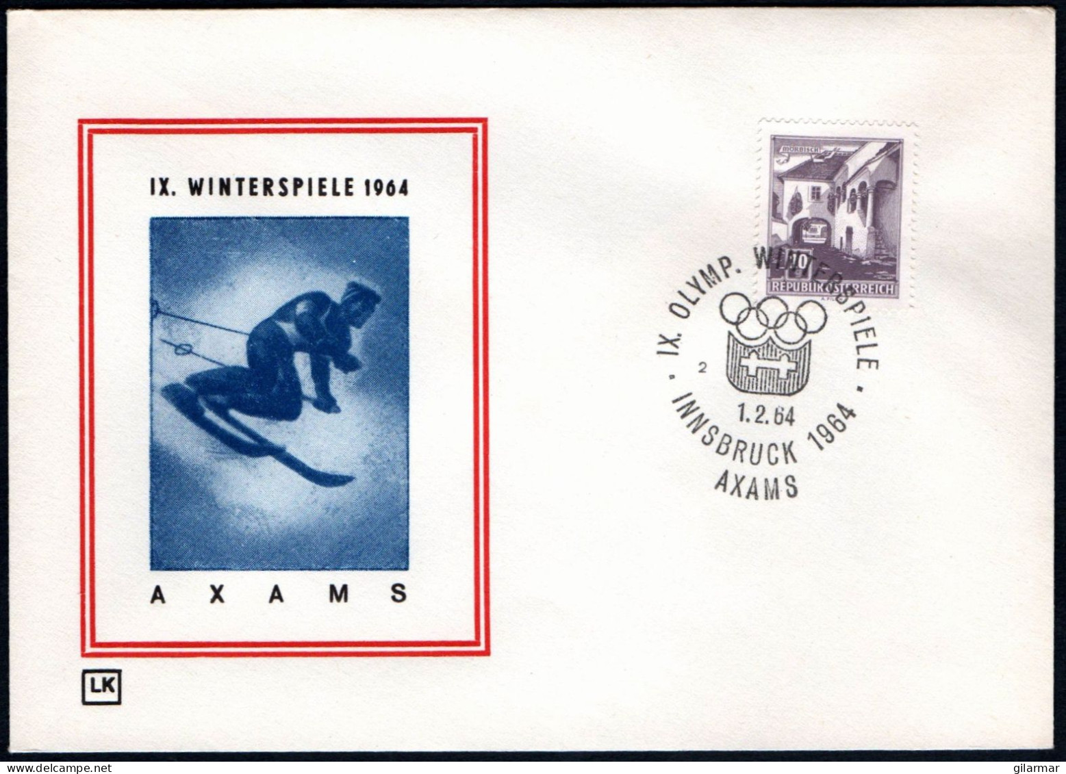 AUSTRIA AXAMS 1964 - IX OLYMPIC WINTER GAMES - INNSBRUCK '64 - CANCEL # 2 - G - Winter 1964: Innsbruck