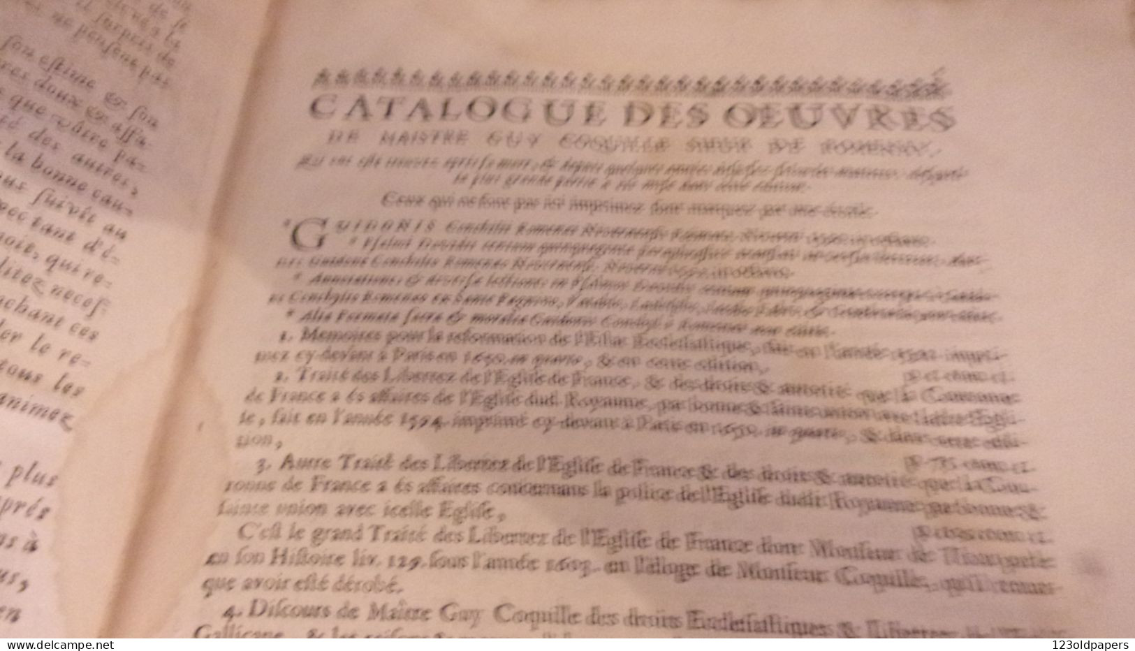 1703 LES OEUVRES DE MAISTRE GUY COQUILLE, SIEUR DE ROMENAY NIVERNAIS DROIT A BORDEAUX CLAUDE LABOTTIERE MDCCIII